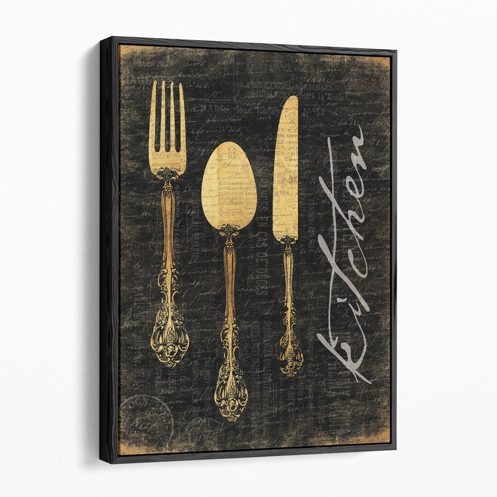 Golden Utensils - Canvas Print Wall Art