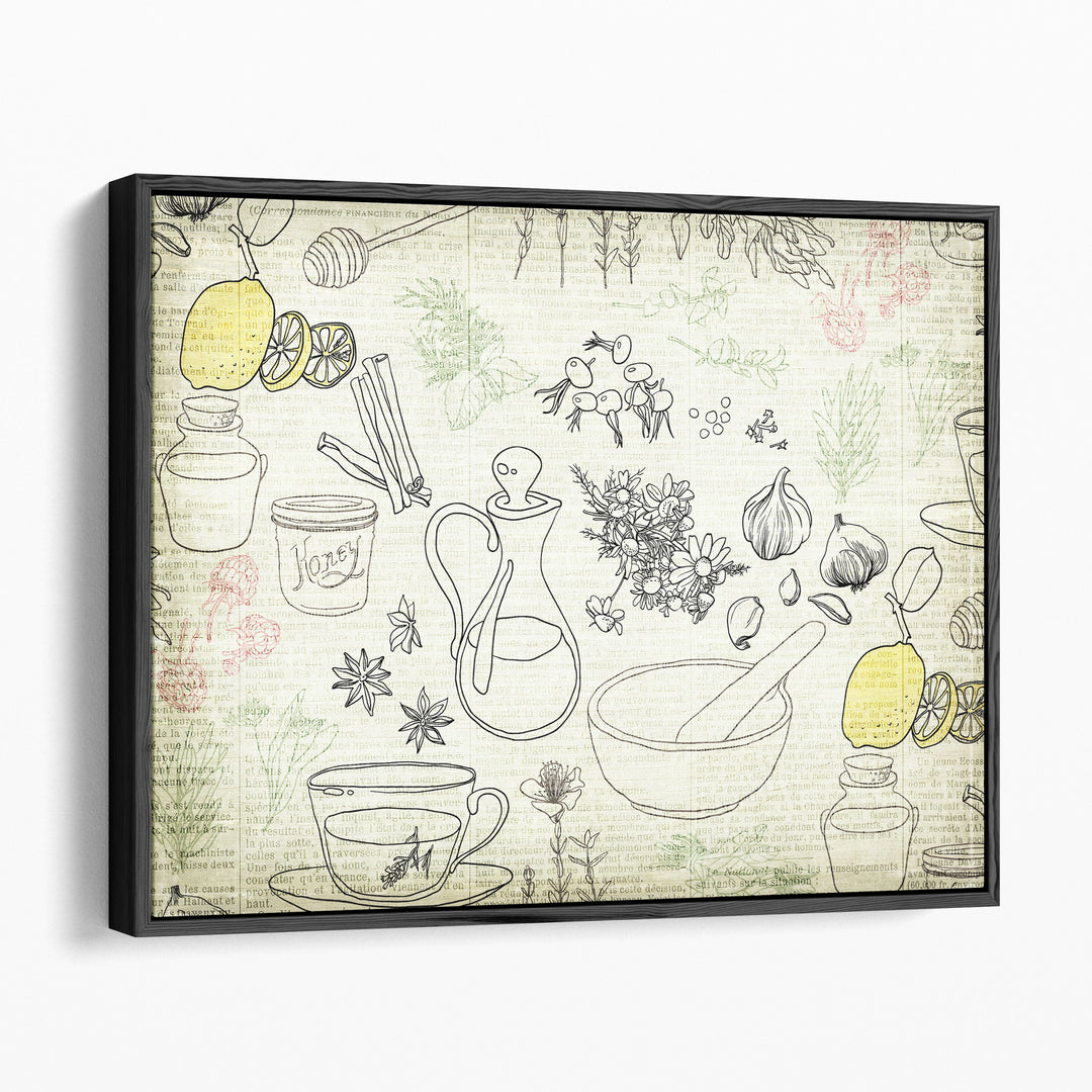Lemon Tea and Herbs - Canvas Print Wall Art