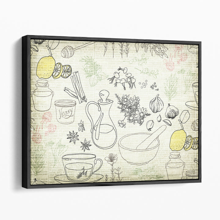Lemon Tea and Herbs - Canvas Print Wall Art