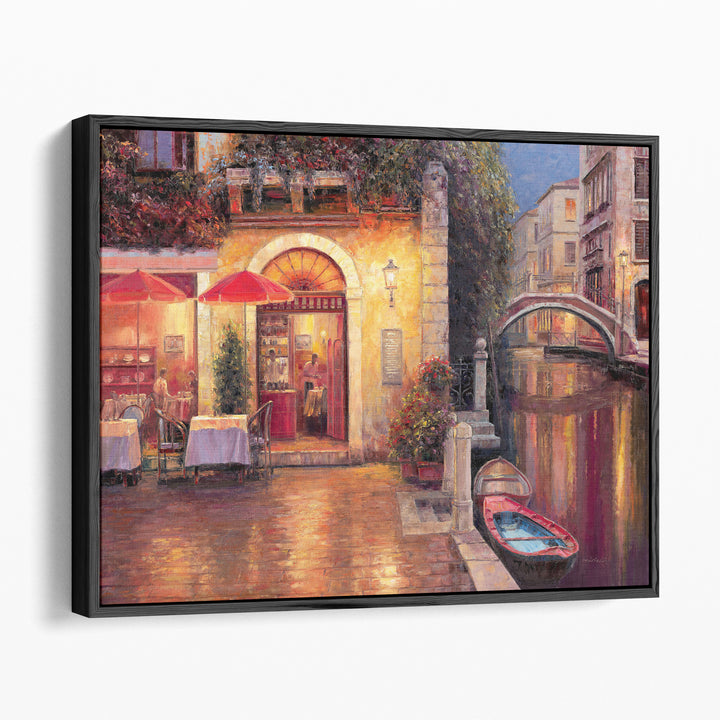 Romantic Canal Side Decor glowing lantern reflections