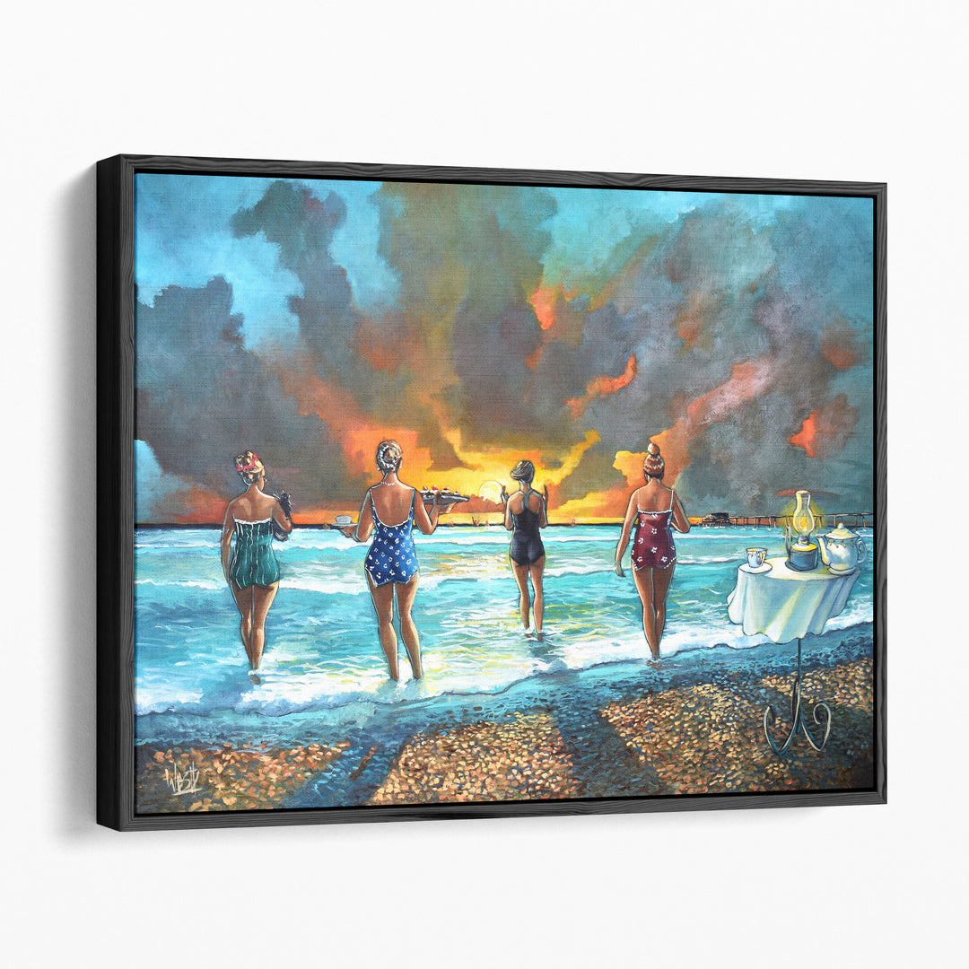 Early Morning Swim - With Cat - Canvas Print Wall Art