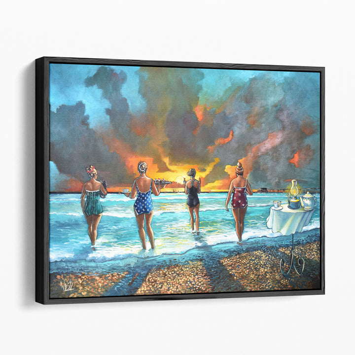 Early Morning Swim - With Cat - Canvas Print Wall Art