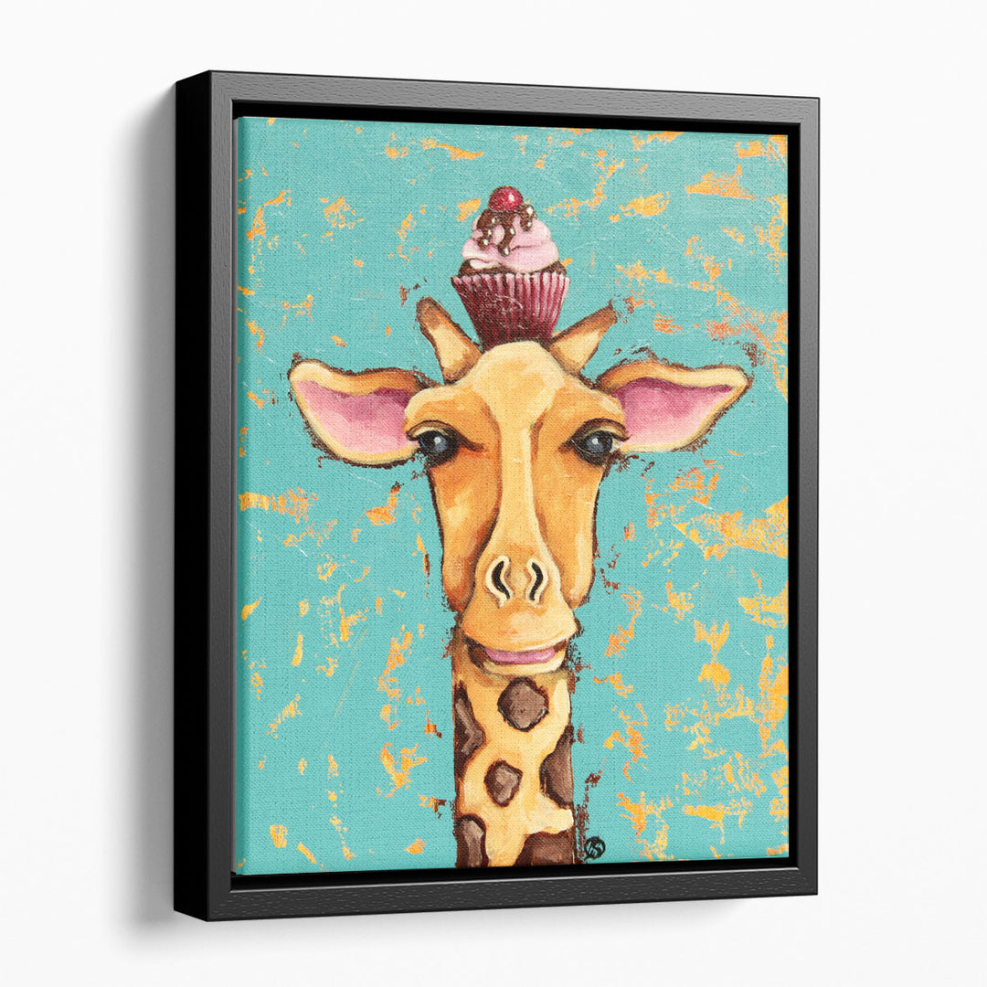 Giraffe With Cherry on Top - Canvas Print Wall Art