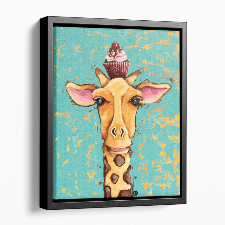 Giraffe With Cherry on Top - Canvas Print Wall Art