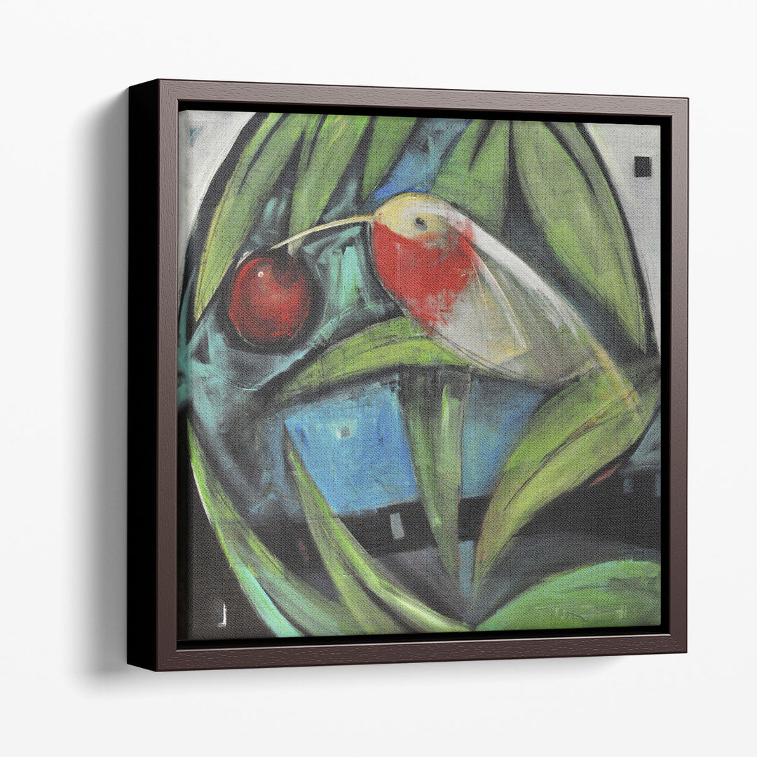 Humming Bird And Cherry - Canvas Print Wall Art