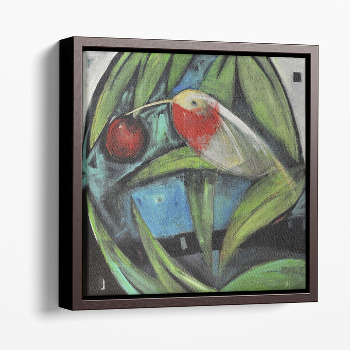 Humming Bird And Cherry - Canvas Print Wall Art