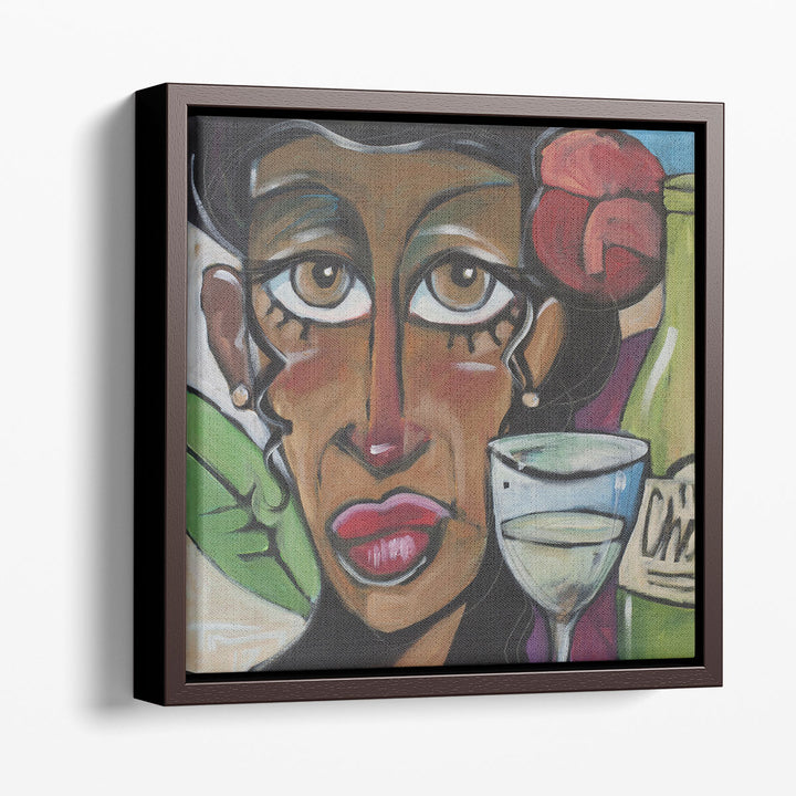 Island Girl With Wine - Canvas Print Wall Art