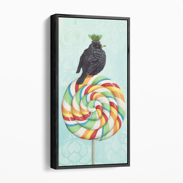 Chonky Bird on a Lollipop - Canvas Print Wall Art