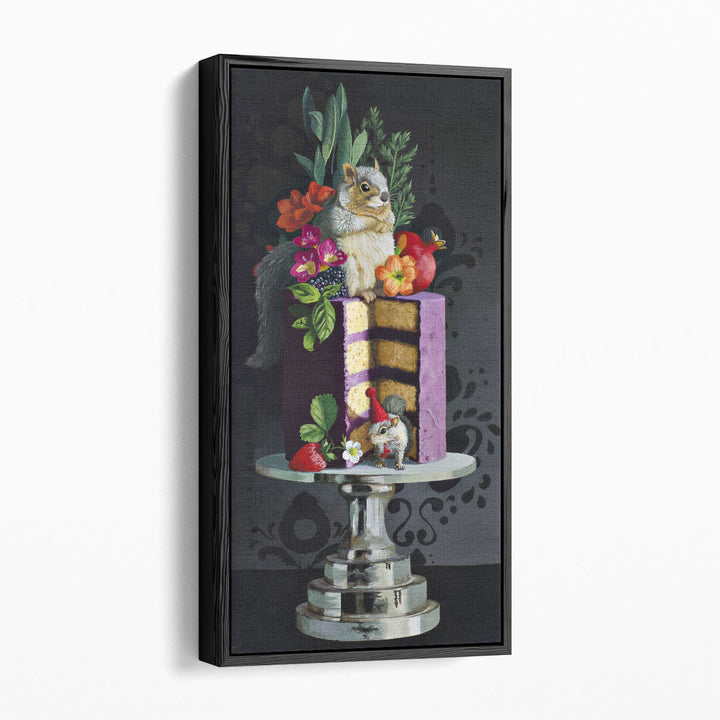 Purple Cake Squirrels - Canvas Print Wall Art