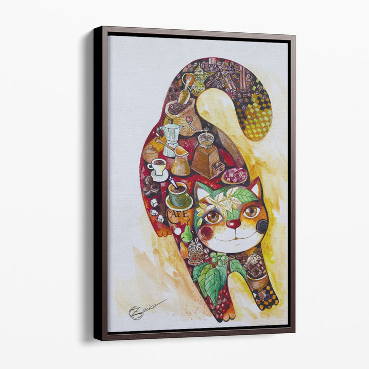 Coffee Cat 4 - Canvas Print Wall Art