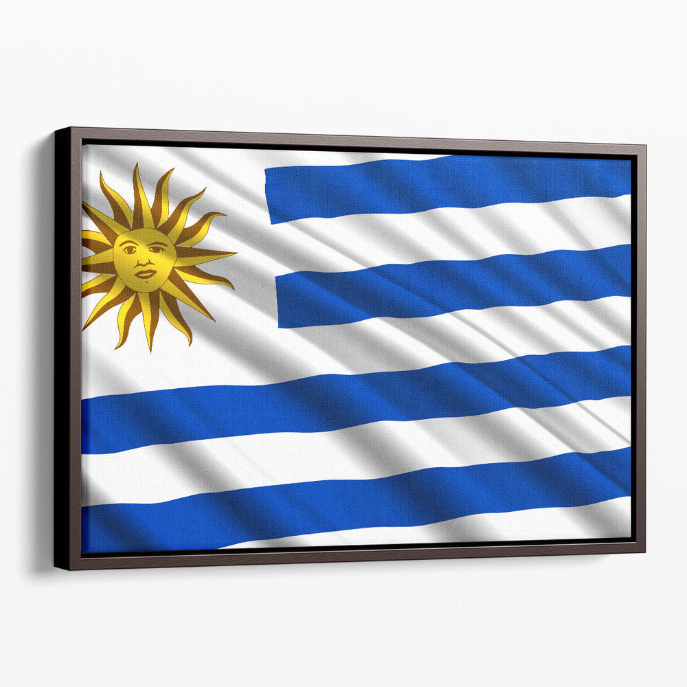 Uruguay Flag Waving - Canvas Print Wall Art