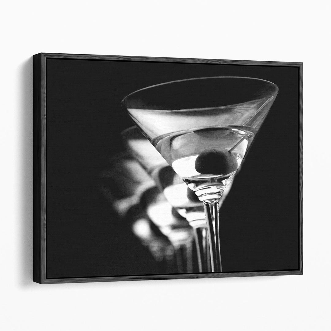 kitchen artwork – clear drink on monochrome canvas
