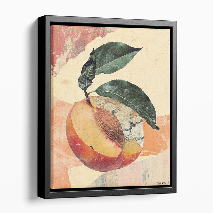 contemporary art prints – peach with green leaf