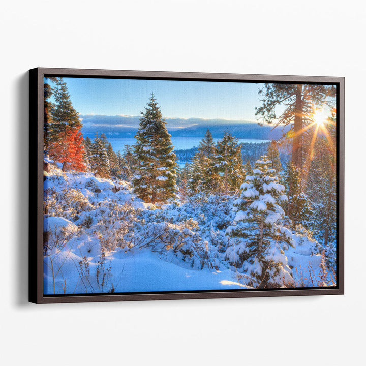 Sunrises over Lake Tahoe in California - Canvas Print Wall Art