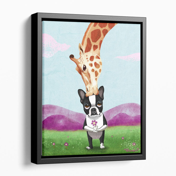 Giraffe Kisses - Canvas Print Wall Art