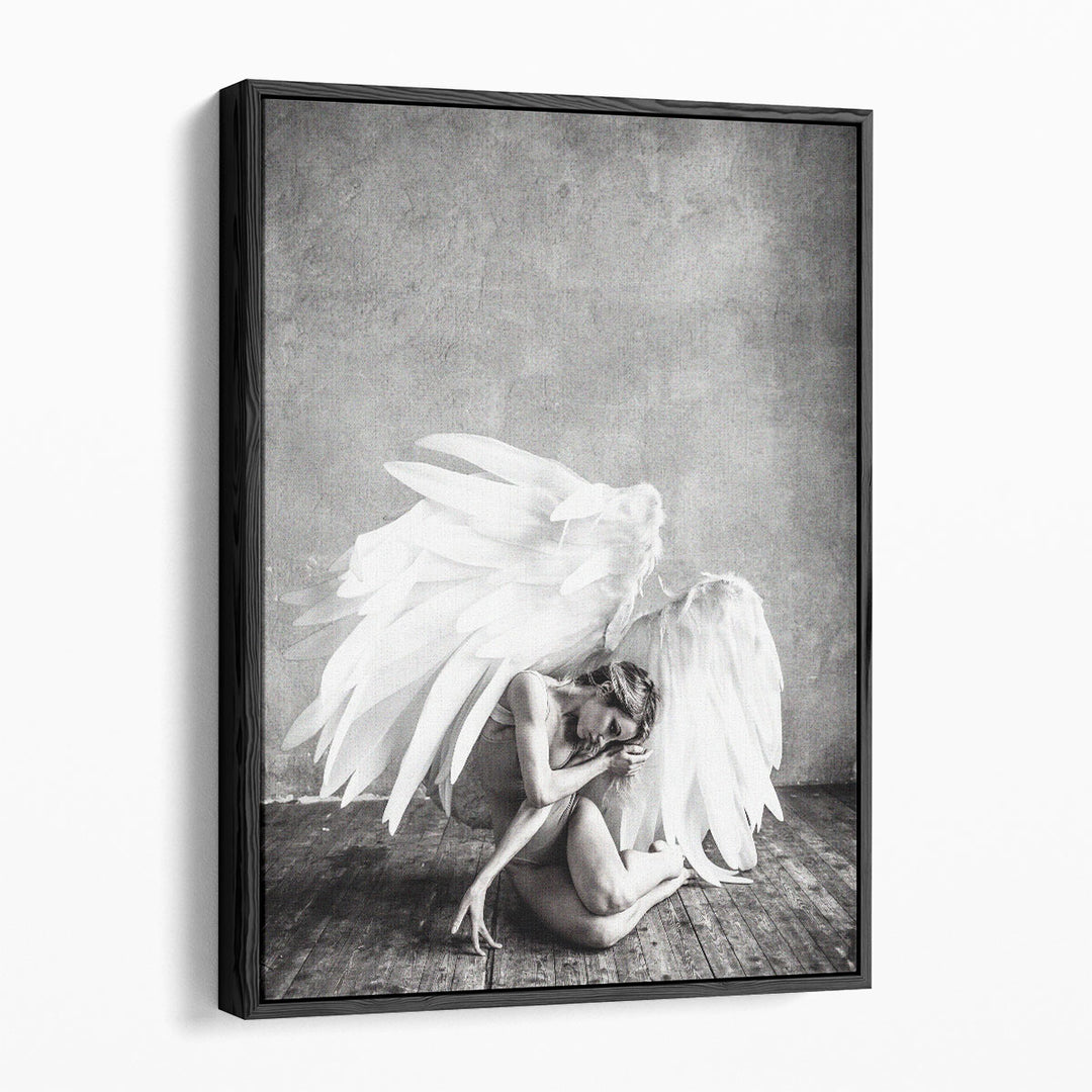 Angel Black and White - Canvas Print Wall Art