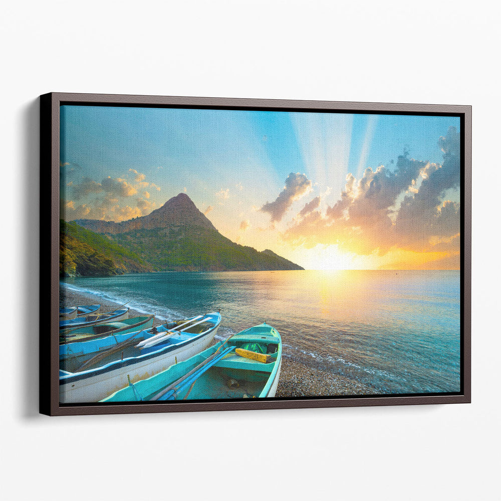 Sunset View On The Mediterranean Beach, Adrasan,  Antalya City - Canvas Print Wall Art