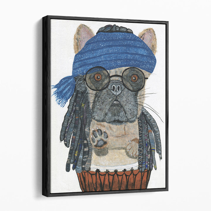 Hippie Frenchie - Canvas Print Wall Art