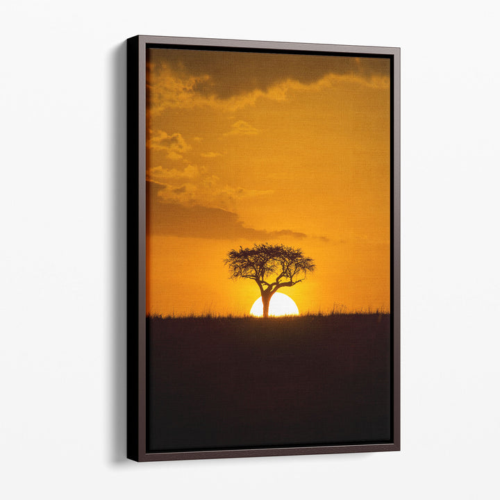 African Sunset With a Tree, Maasai Mara Kenya - Canvas Print Wall Art