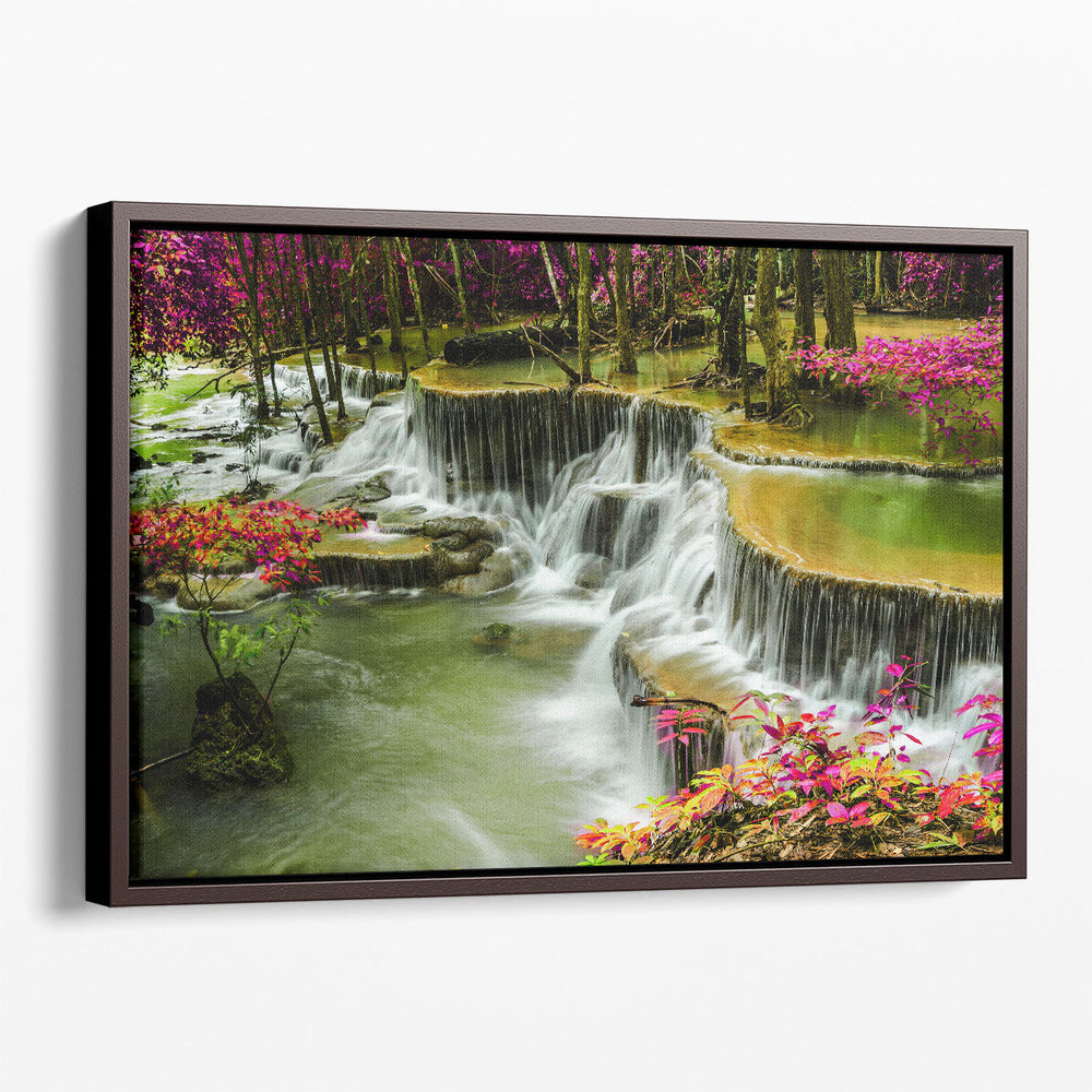 Huay Mae Khamin Waterfall in Tropical Forest, Thailand - Canvas Print Wall Art