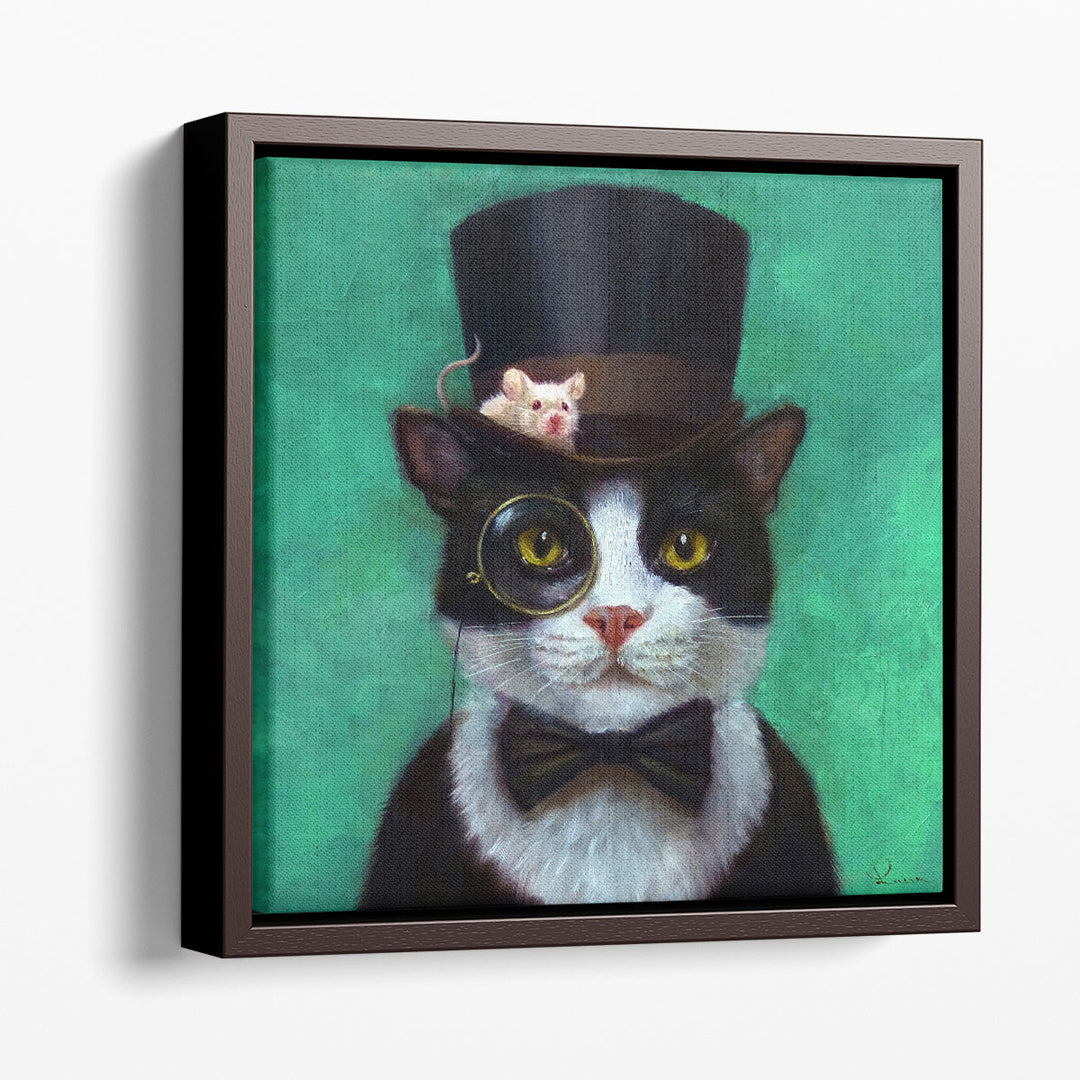 Tuxedo Cat Black And White - Canvas Print Wall Art
