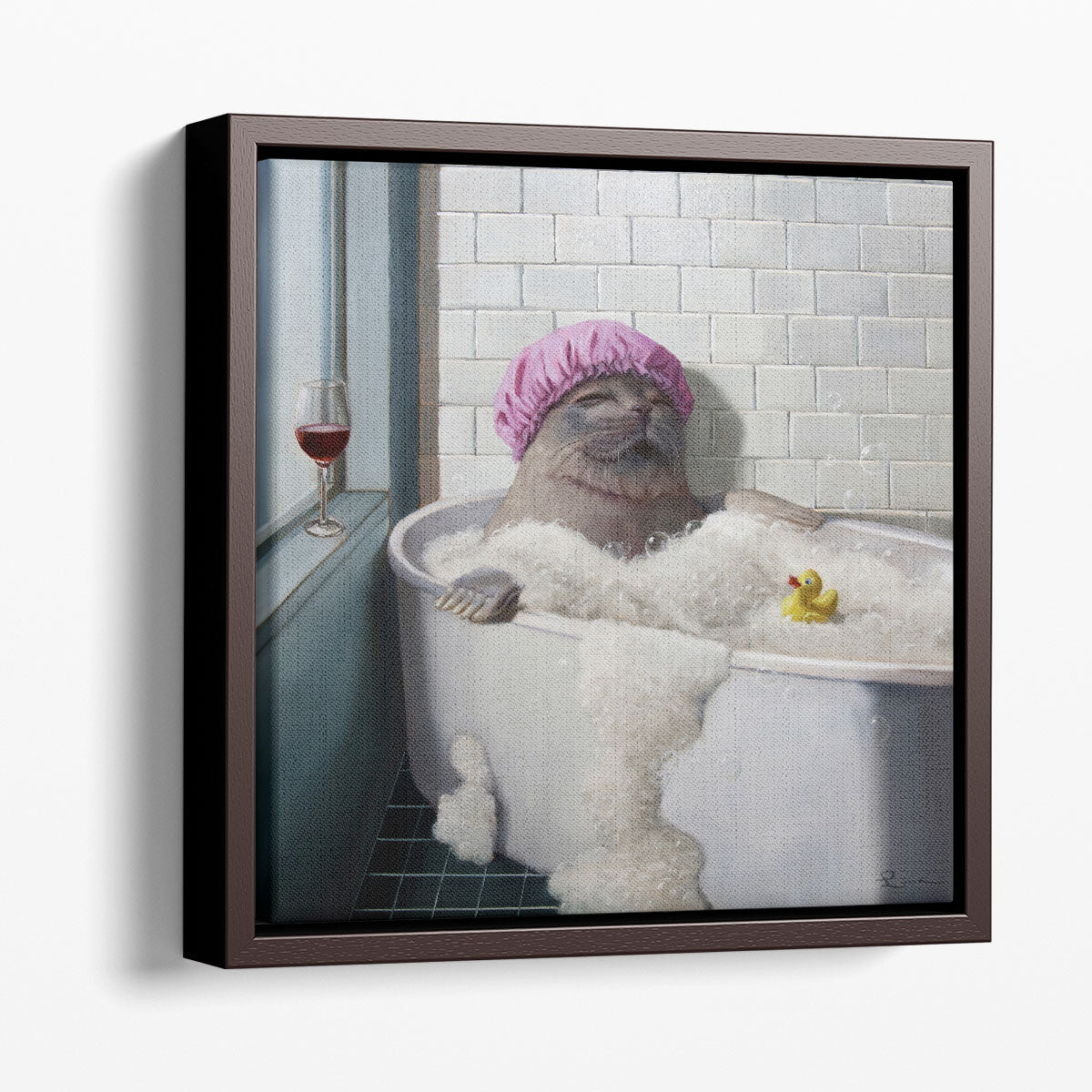 Bubble Bath Framed Art Print | Cat Humor Artwork | Lucia Heffernan