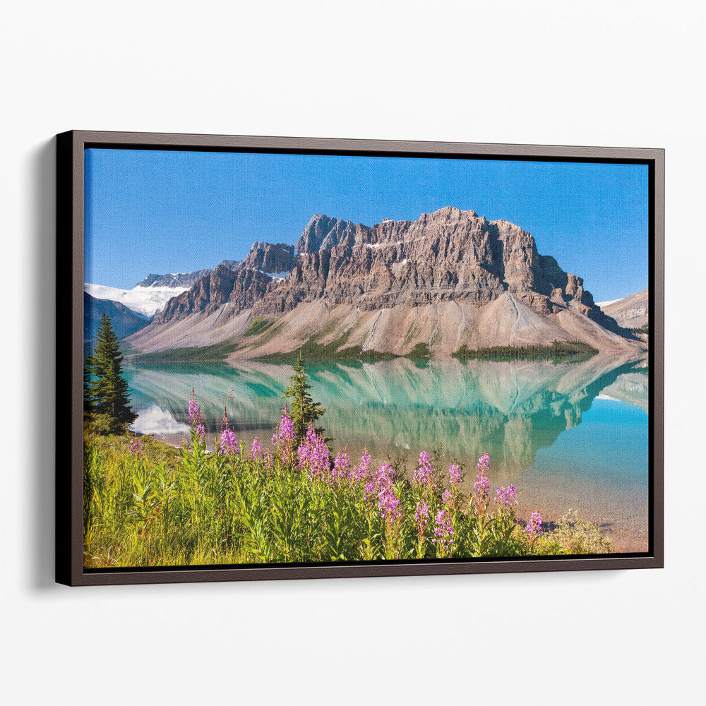 Waputik Range Reflecting on Bow Lake, Banff National Park - Canvas Print Wall Art