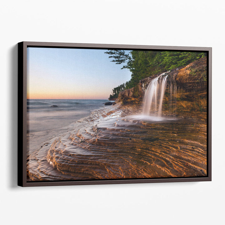 Waterfall at Pictured Rocks National Lakeshore, Lake Superior - Canvas Print Wall Art