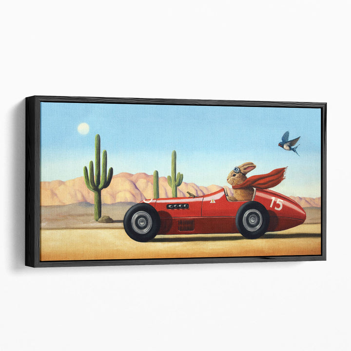 Funny animal prints featuring rabbit driver