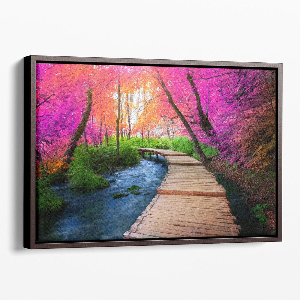 Wooden Path Trail in Plitvice Lakes National Park, Croatia - Canvas Print Wall Art