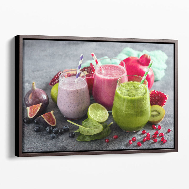 Colorful Smoothies & Fruits - Canvas Print Wall Art