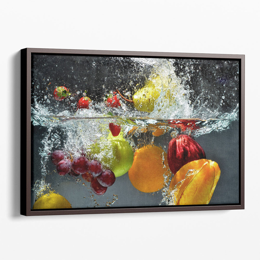 Splashing Fruits on Water - Canvas Print Wall Art