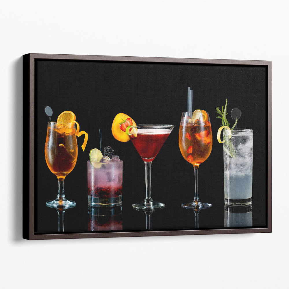 Selection of Cocktails Kitchen, Restaurant and Bar Decor - Canvas Print Wall Art