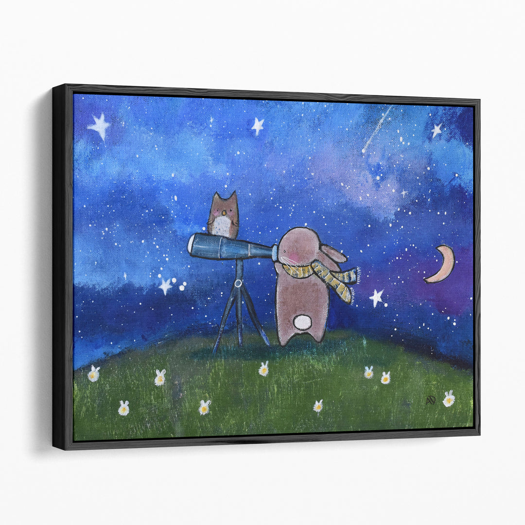 Blue starry night print in whimsical style