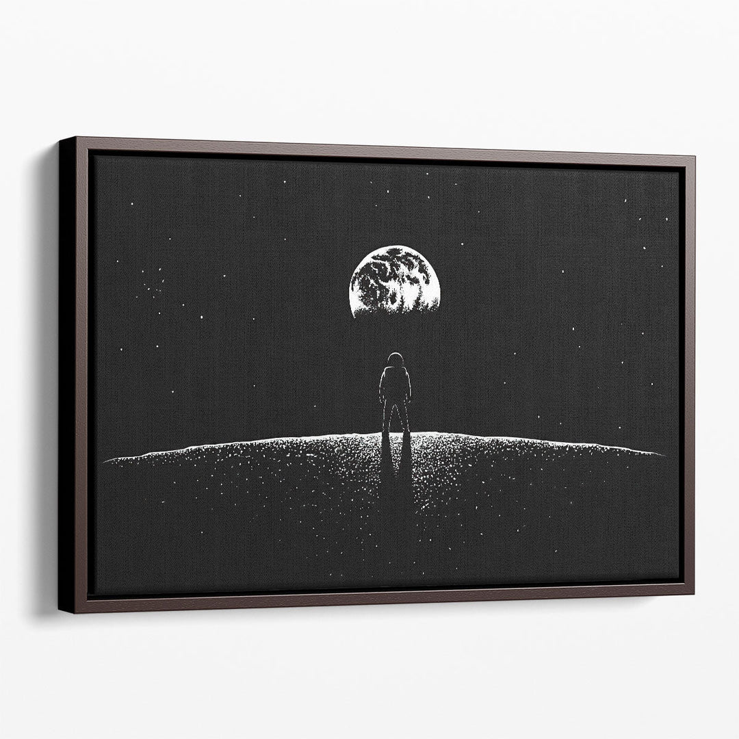 Astronaut Looking at Earth From Moon - Canvas Print Wall Art