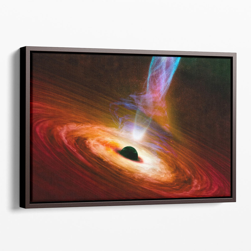 Black Hole with Nebula Over Colorful Stars and Cloud Fields in Outer Space - Canvas Print Wall Art