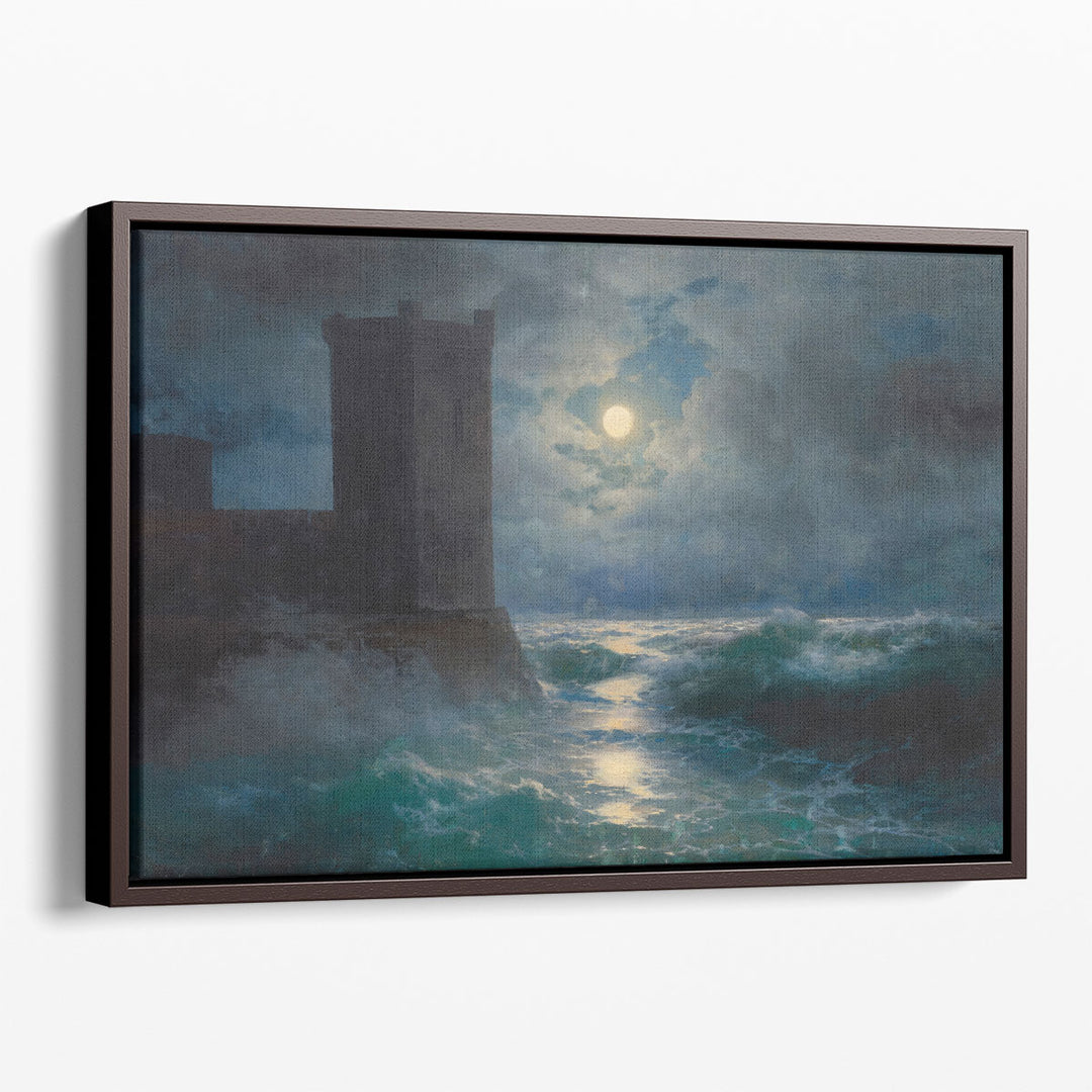 architectural artwork featuring a full moon