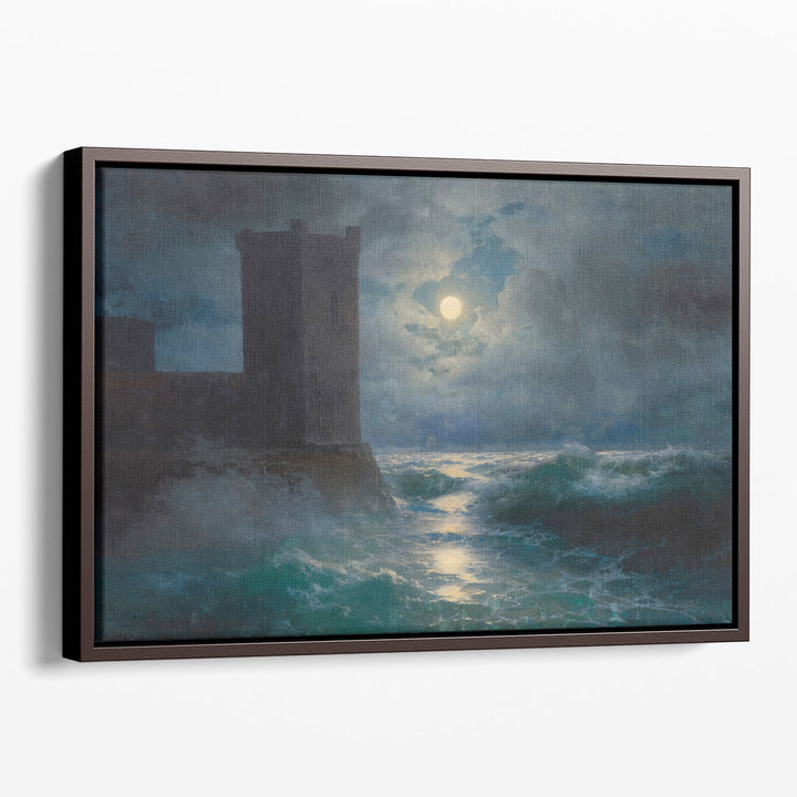 architectural artwork featuring a full moon