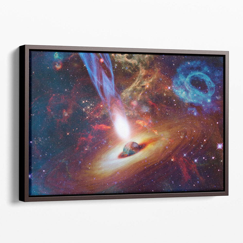 Bright Quasar in Deep Space, Astronomical Background - Canvas Print Wall Art