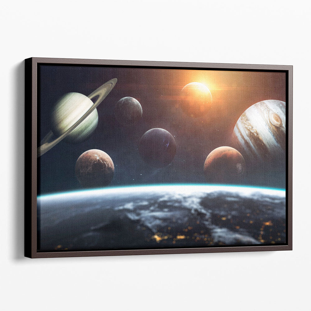 Planets of Solar System With Shinning Sun - Canvas Print Wall Art