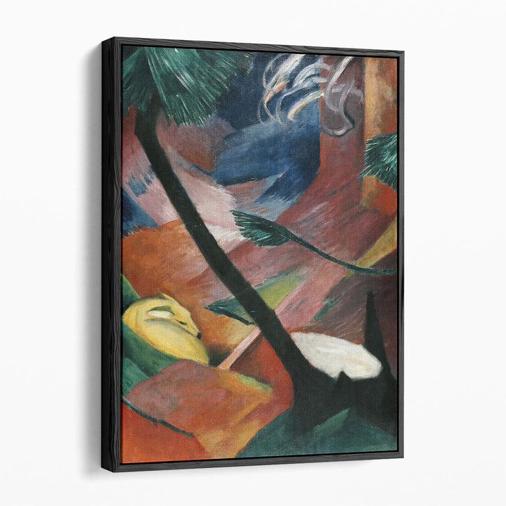 Expressionist deer canvas with forest background