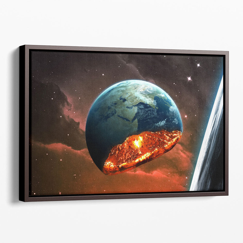 Universe Scene With Crust and Mantle of Earth - Canvas Print Wall Art