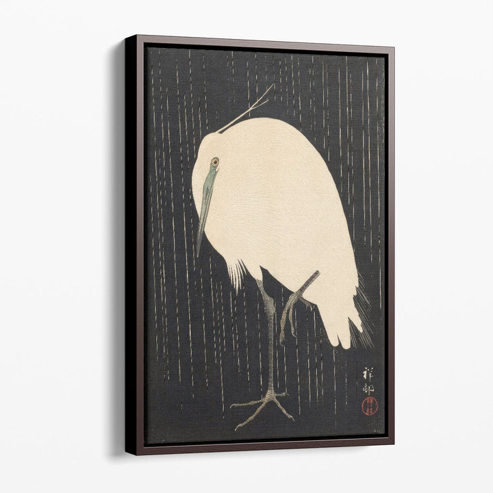 White Heron Standing in the Rain - Canvas Print Wall Art