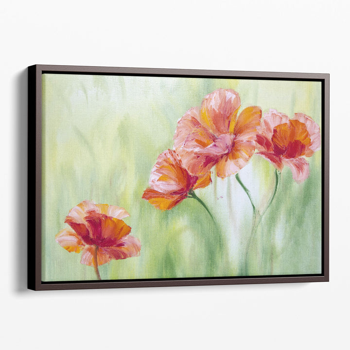 Poppies in The Morning, Oil Painting - Canvas Print Wall Art