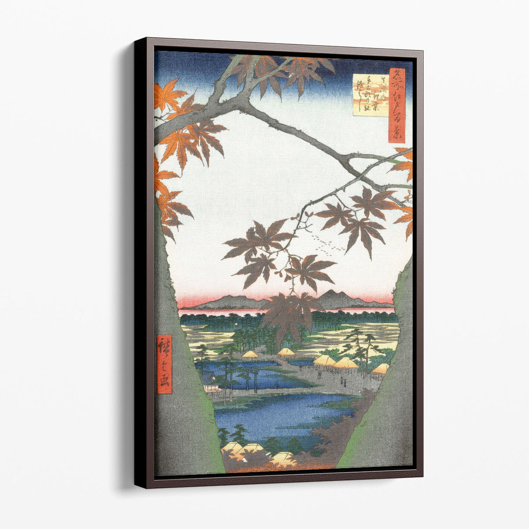 Maple Leaves, the Tekona Shrine and the Bridge Print - Canvas Print Wall Art