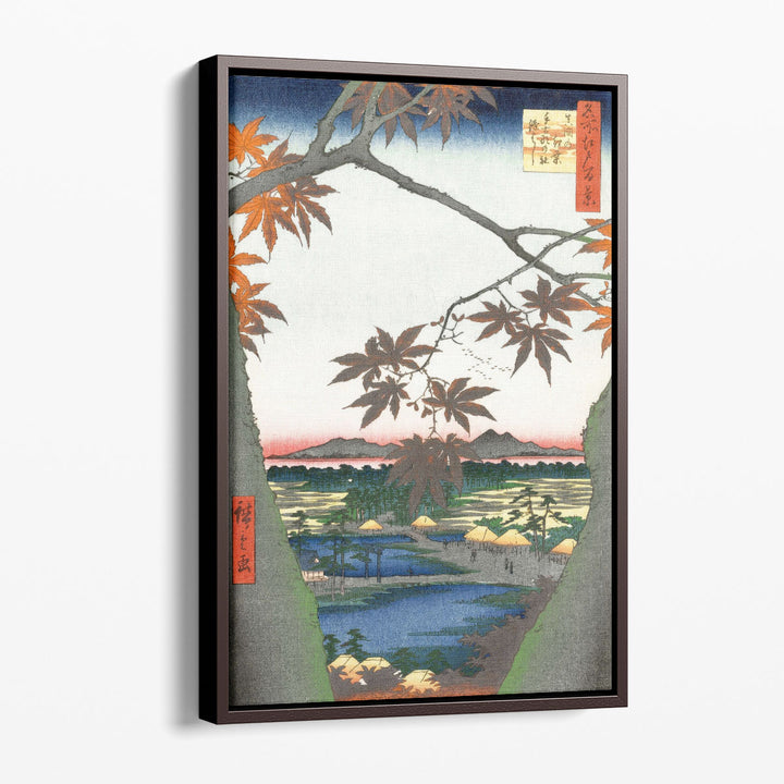 Maple Leaves, the Tekona Shrine and the Bridge Print - Canvas Print Wall Art