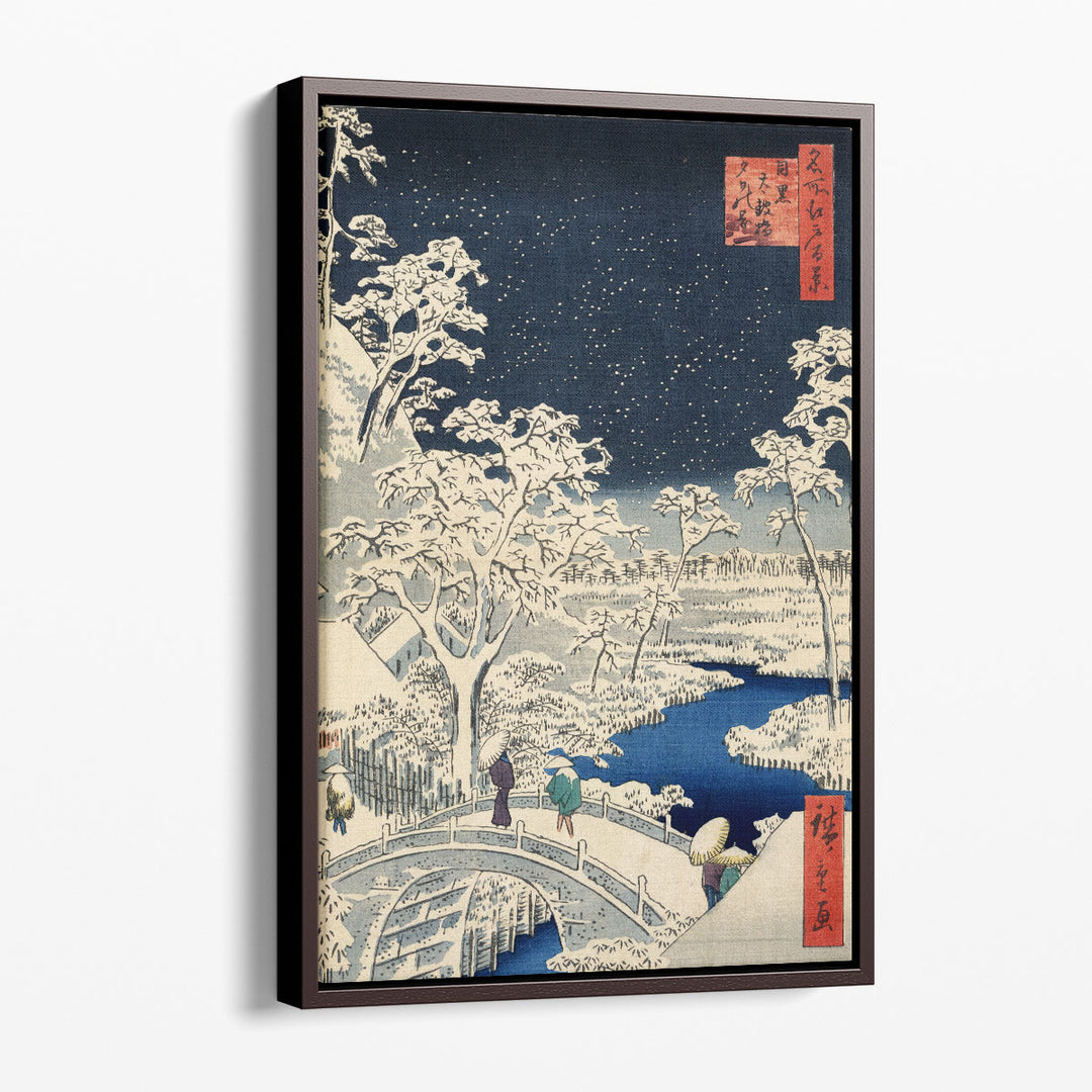 Drum Bridge at Meguro and Sunset Hill, 1857 - Canvas Print Wall Art