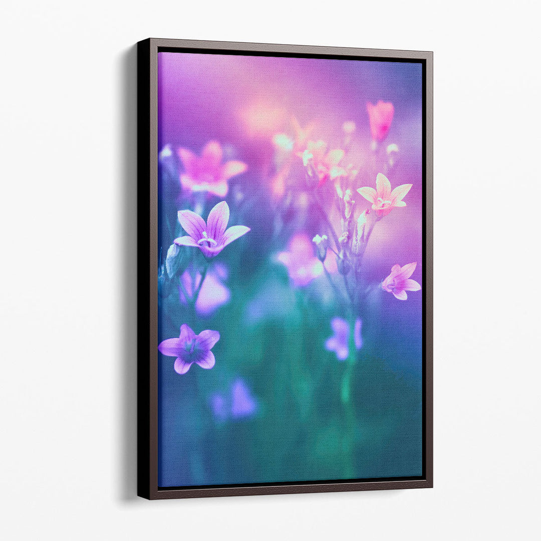 Beautiful Bell Flowers in Nature During Sunset- Canvas Print Wall Art