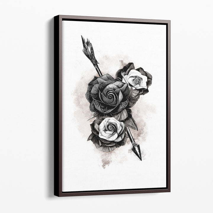 Sepia Roses, Black and White - Canvas Print Wall Art