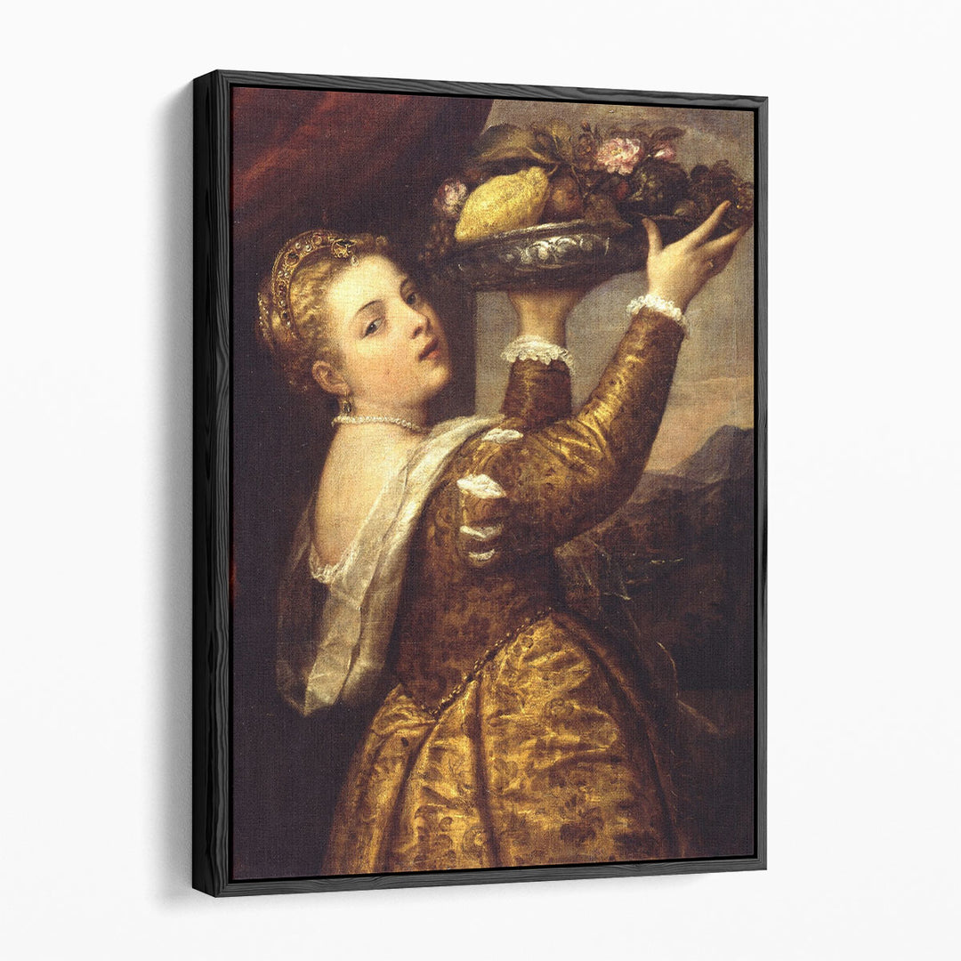 Girl with a Platter of Fruit - Canvas Print Wall Art